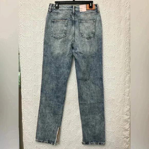Avec Les Filles Cool Girl Distressed High Rise Straight Jeans 29 Workshop Blue - Picture 15 of 16